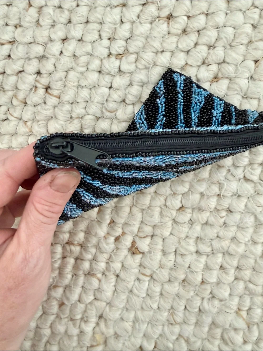 Bloomingdale's Beaded Zebra Zip Pouch-Style Clutch - Black and Blue